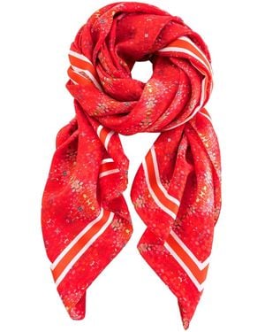 Evelyn & Kate Elegant All Silk Scarf, Mirror Pattern - Red
