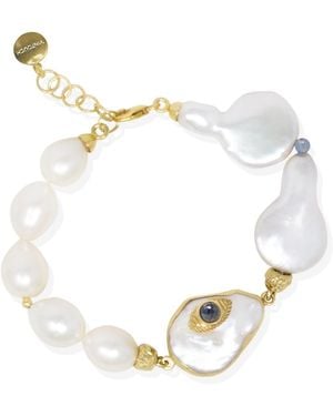 Vintouch Italy The Eye-Plated Sapphire & Pearl Bracelet - Blue