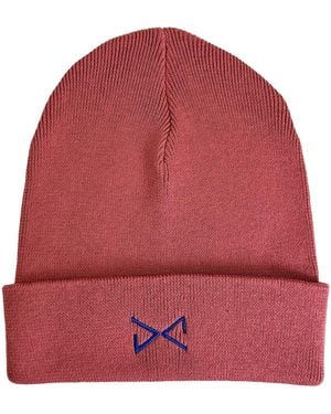Daniel Chong Hibiscus Rose Rib Beanie - Red