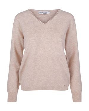 tirillm Neutrals Cilla V-Neck Merino Wool Pullover, Melange - Pink