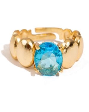 Ebru Jewelry Ocean Glow Topaz Adjustable Ring - Blue
