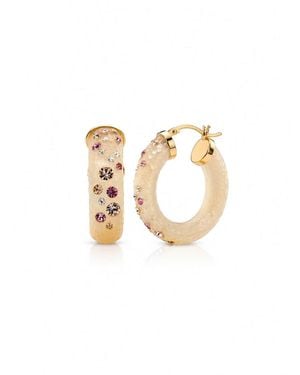 Gold & Honey Small Oval Confetti Hoop Earrings - Metallic