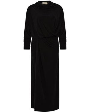 Exquise Draped Detail Mini Dress – - Black