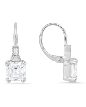 Kylie Harper Vintage Asscher Cut Diamond Cz Leverback Earrings - White
