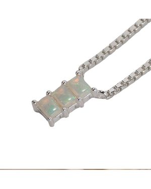 NASI SILVER Baguette Nahar Necklace- Opal - White