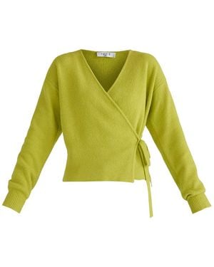 Paisie Fuzzy Knit Wrap Jumper - Green