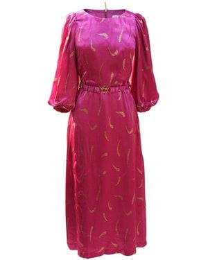 Closet Jacquard Satin A-Line Dress - Pink