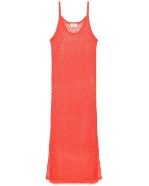 Peraluna Angel Openwork Strap Long Beach Dress - Red