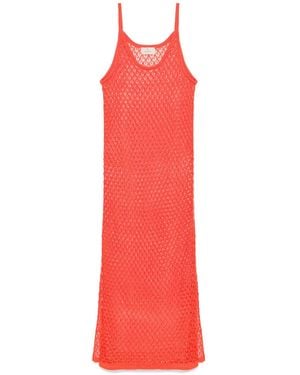 Peraluna Angel Openwork Strap Long Beach Dress - Red