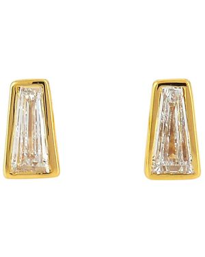 Artisan 18K Trapezoid Diamond Stud Earrings - Metallic