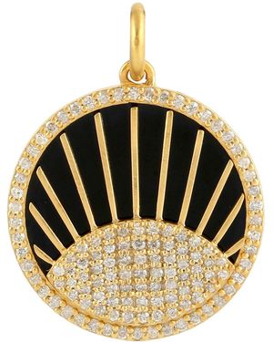 Artisan Enamel & Diamond Sunburst Pendant - Metallic