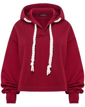 Mandragora Oversized Cropped Hoodie Sento - Red