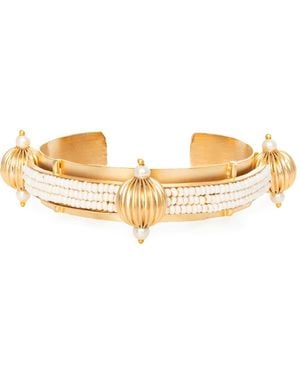 Meraki by Rashmi Bajaj Faustina Plated Cuff Bracelet With Delicate Pearl - Metallic