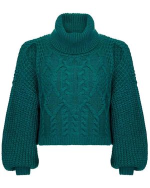 Cara & The Sky ' Mimi Crop Cut Out Cable Jumper - Green