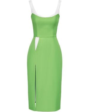 POST MERIDIEM Slit Lace Insert Midi Dress - Green