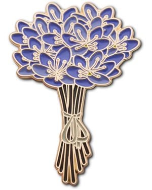 Make Heads Turn Enamel Pin Hepatica Bouquet - Blue