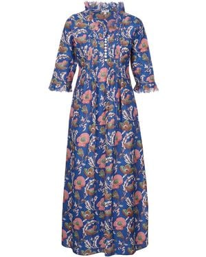 At Last Cotton Annabel Maxi Dress - Blue