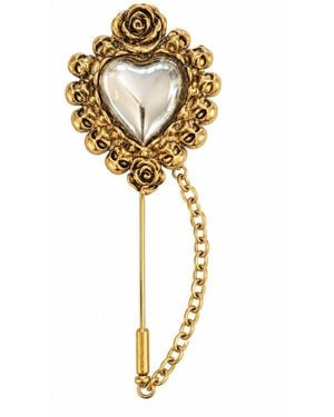 Vstyle Sacred Heart Rose Brooch - Metallic