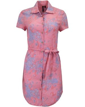 lords of harlech Crystal Paisley Explosion Coral Shirt Dress - Pink