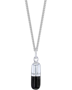 True Rocks Black Enamel & Sterling Silver Mini Pill Pendant - White