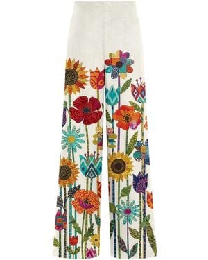 Aloha From Deer Boho Garden Long Loose Pants - White