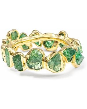 German Kabirski Harita Minimalist Plated Ring With Raw Tsavorite - Green