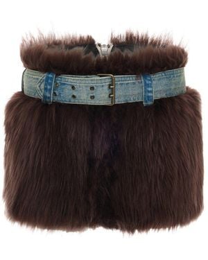 Maison sél Kaori Faux Fur Mini Skirt - Black