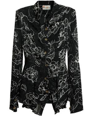 Maison de H Midnight Lace Noir Rose Layered Shirt - Black