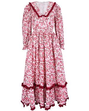 Echo of Pink Delilah Hand Block Print Cotton Dress - Pink