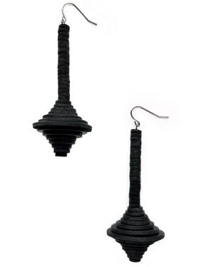 WAIWAI Axis Dangle Leather Earrings - Black