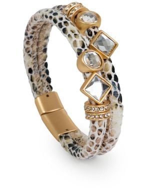Saachi Bling Charm Leather Scale Bracelet - Metallic