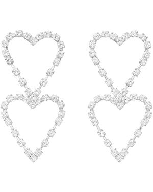 Maison De Gala Amora Double Heart Crystal Earrings - White