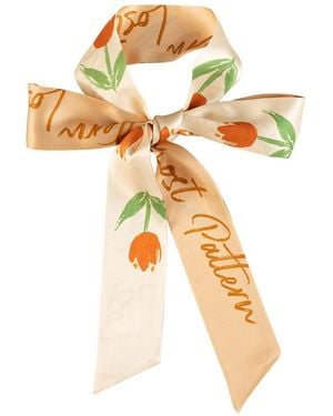 Lost Pattern Tulip Silk Skinny Scarf - Metallic