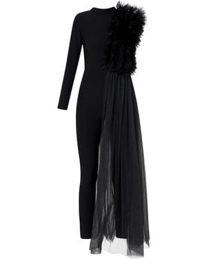 LIA ARAM Asymmetric Tulle Deconstructed Jumpsuit - Black