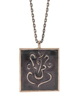 Ebru Jewelry Good Luck Lord Ganesha Pendant Chain Necklace - Black