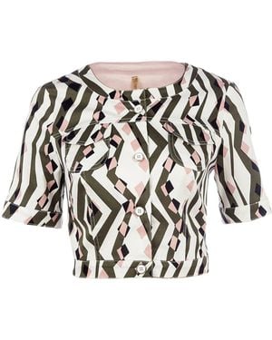 Conquista Print Cropped Jacket - Black