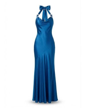 Belsize25 Mayfair Series – Crystal Buckle Halterneck Backless Dress - Blue