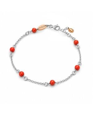 Unaloe Sterling Mediterranean Coral Chain Bracelet For – Elegant Minimal Coral Jewelry - Red