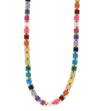 Ebru Jewelry Ceramic Bead Summer Choker Necklace - Blue