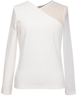 Smart and Joy Asymmetric Milano And Tulle Top - White