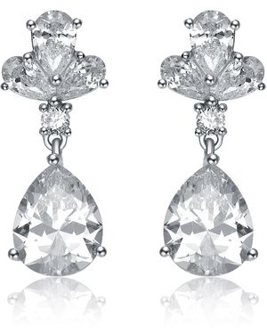 Genevive Jewelry Sterling Clear Cubic Zirconia Drop Earrings - Multicolour