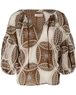 Traffic People The Briefest Of Moments And Embroidered Rose Blouse - Brown