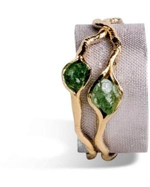 German Kabirski Vissa And Rhodium Plated Ring With Raw Tsavorite - Green