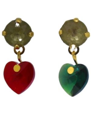 Vickisarge Yuletide Crystal Heart Drop Earrings - Green