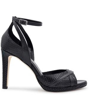 Elizee Adriana Snakeskin Leather High Heel Sandal - Black