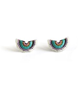 Nana Watanabe Bloom Petal-Like Embroidered Earrings - Blue
