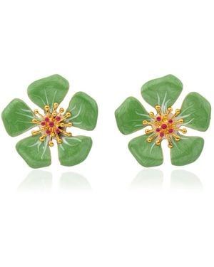 Milou Jewelry Light Primrose Flower Earrings - Green