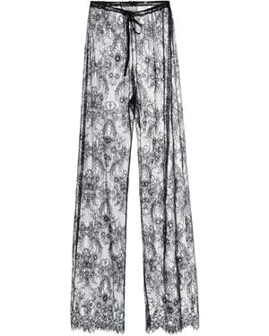 LIA ARAM Wide-Leg Lace Trousers - Grey