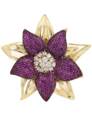 LÁTELITA London Marguerite Daisy Flower Cocktail Ring Ruby - Purple