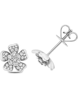 Cervin Blanc Diamond Clover Flower Studs - Metallic